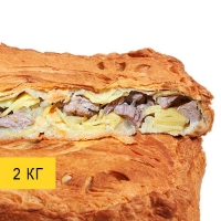 Слоеный пирог со свининой и картофелем