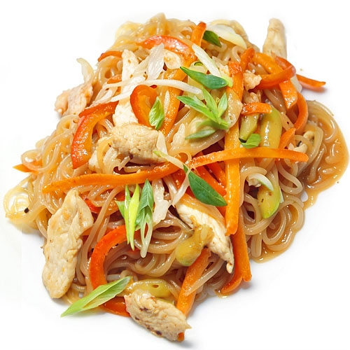 Фунчоза с курицей и овощами