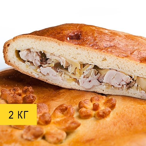 Сдобный пирог с курицей и картофелем