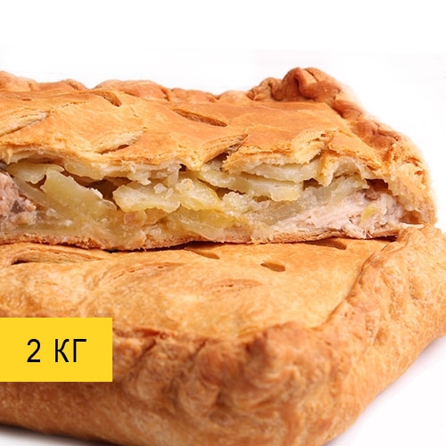 Слоеный пирог с горбушей и картофелем