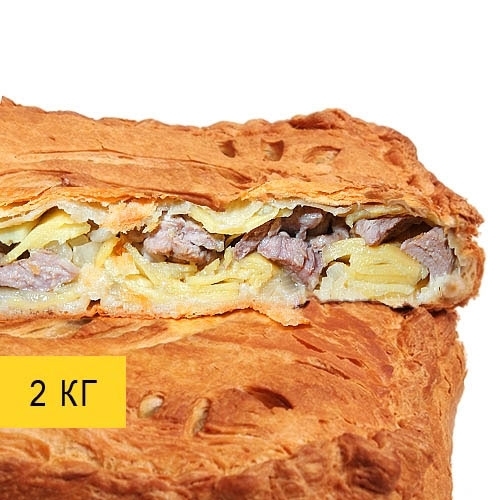 Слоеный пирог со свининой и картофелем