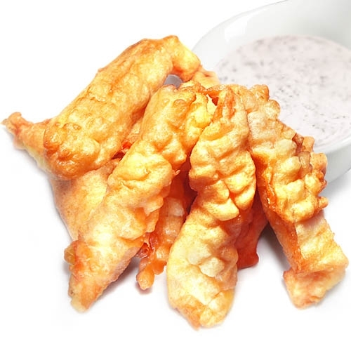 Стрипсы из креветок с орехово-медовым соусом