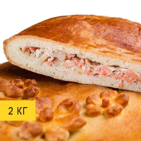 Сдобный пирог с семгой и картофелем 2 КГ Сдобный пирог с семгой и картофелем 2 КГ
